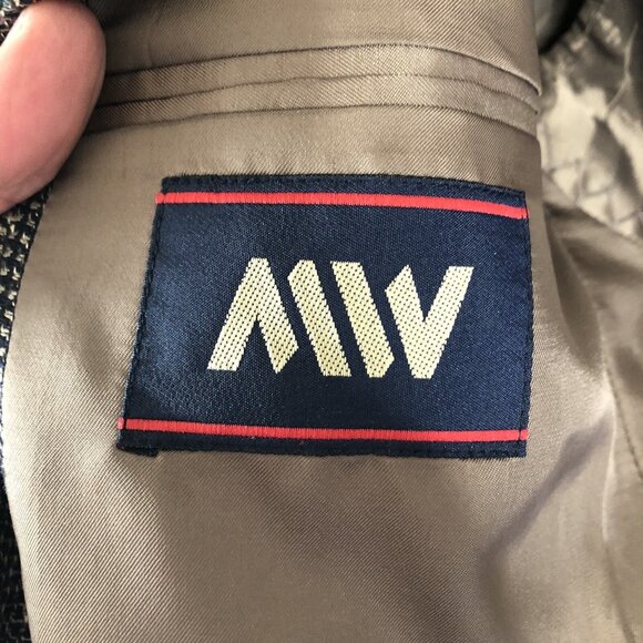 Vintage  MW Blazer Mens 41R Black White Glenn Plaid 100% Silk Jacket Sport Coat - Picture 6 of 16